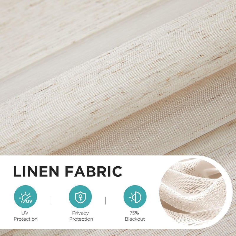 Joydeco Linen Zebra Blinds for Windows, Cordless Privacy Light Filtering Dual Layer Window Shades, Free-Stop Roller Blinds for Home, 30” W x 72” H - Image 2